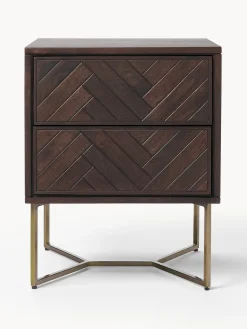 Mesitas De Noche|Mesitas De Noche></noscript>Westwing Collection Mesita de noche de madera de mango con diseño espiga Luca Madera de mango, dorado