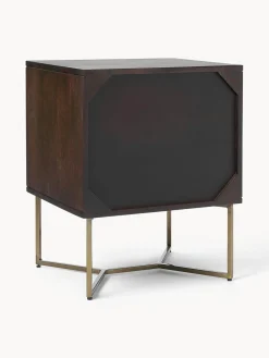 Mesitas De Noche|Mesitas De Noche></noscript>Westwing Collection Mesita de noche de madera de mango con diseño espiga Luca Madera de mango, dorado