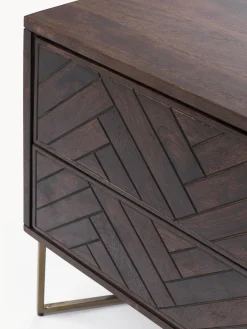 Mesitas De Noche|Mesitas De Noche></noscript>Westwing Collection Mesita de noche de madera de mango con diseño espiga Luca Madera de mango, dorado
