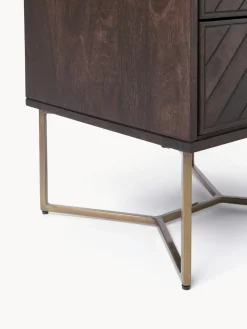 Mesitas De Noche|Mesitas De Noche></noscript>Westwing Collection Mesita de noche de madera de mango con diseño espiga Luca Madera de mango, dorado