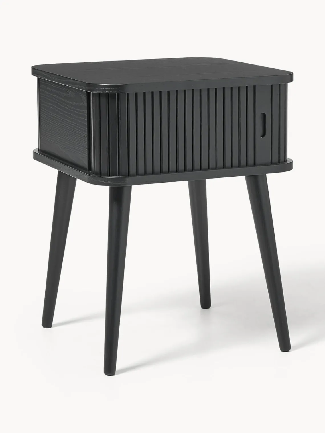 Mesitas De Noche|Mesitas De Noche>Zuiver Mesita de noche de madera Barbier, puerta corredera Madera de fresno pintada en negro