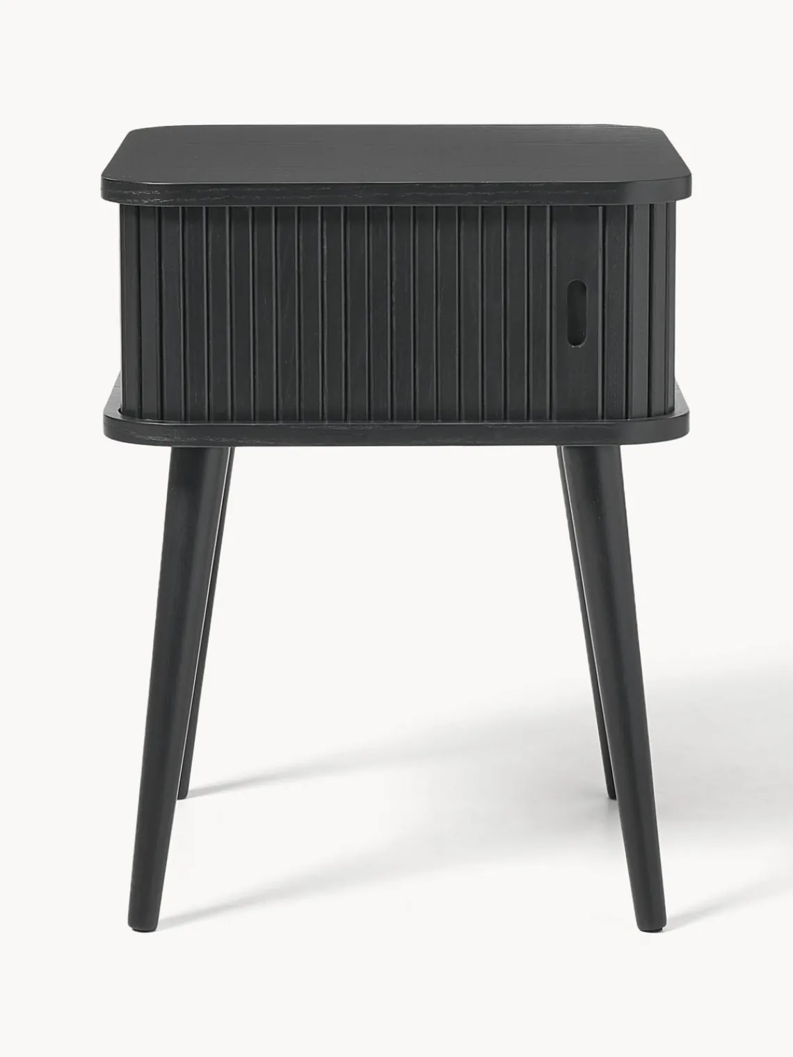 Mesitas De Noche|Mesitas De Noche>Zuiver Mesita de noche de madera Barbier, puerta corredera Madera de fresno pintada en negro