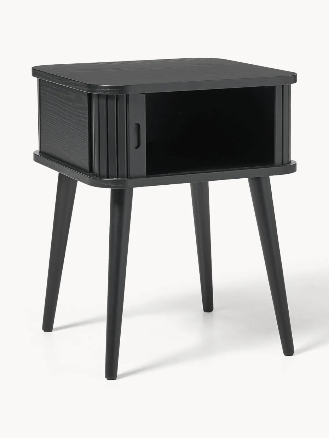 Mesitas De Noche|Mesitas De Noche>Zuiver Mesita de noche de madera Barbier, puerta corredera Madera de fresno pintada en negro