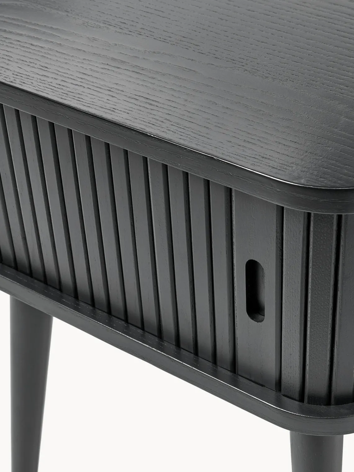 Mesitas De Noche|Mesitas De Noche>Zuiver Mesita de noche de madera Barbier, puerta corredera Madera de fresno pintada en negro