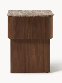Mesitas De Noche|Mesitas De Noche></noscript>Westwing Collection Mesita de noche de madera con tablero de mármol Zumi Madera de nogal lacada, mármol marrón