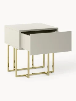 Mesitas De Noche|Mesitas De Noche></noscript>Westwing Collection Mesita de noche de madera Joe Beige claro, dorado