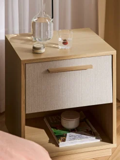 Hot Mesita de noche de madera con frente tapizado Wisp Mesitas De Noche|Mesitas De Noche