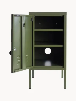 Armarios Infantiles|Mesitas De Noche></noscript>Mustard Made Mesita de noche de metal The Shorty, apertura de puerta izquierda o derecha Verde oscuro