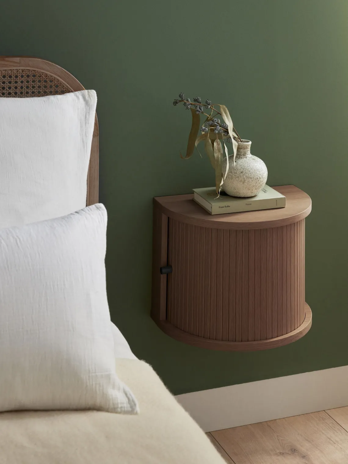 Mesitas De Noche|Mesitas De Noche>Westwing Collection Mesita de noche de pared Calary Madera de roble lacada en marrón oscuro