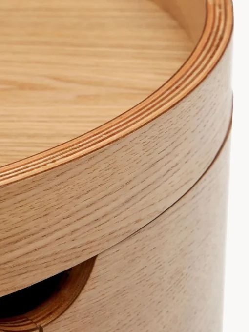 Mesitas De Noche|Mesitas De Noche> Mesita de noche redonda de madera de eucalipto con espacio de almacenamiento Octavia