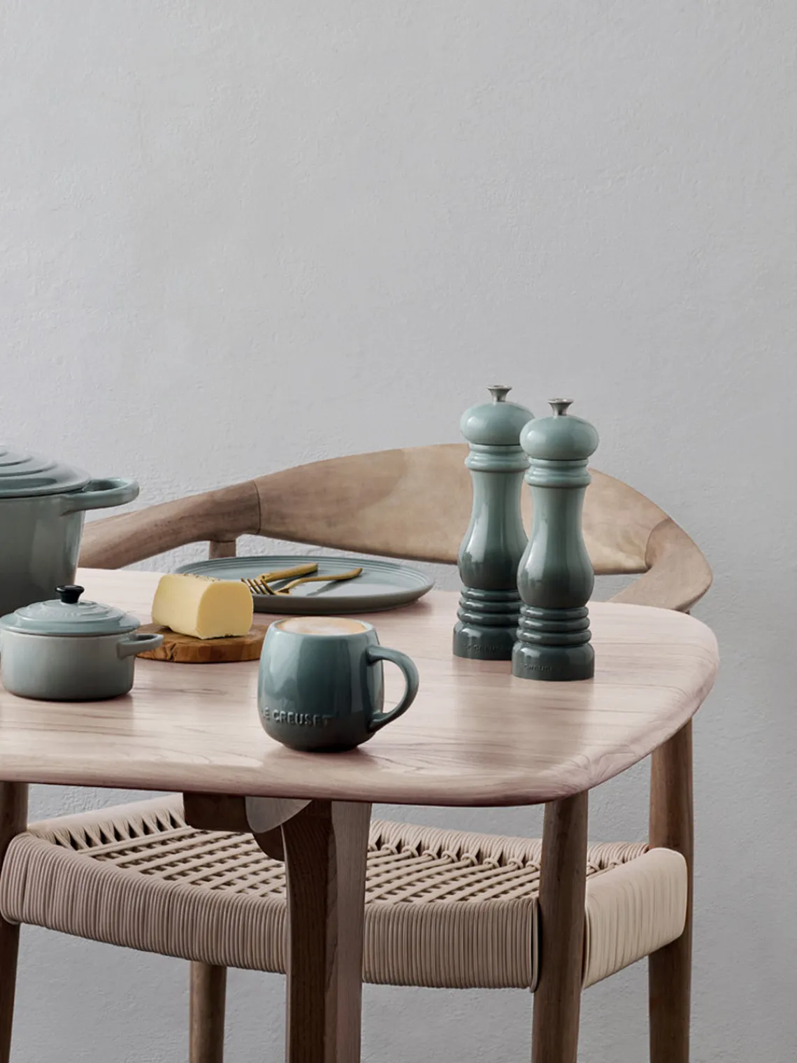 Molinillos De Especias|Molinillos De Especias>LE CREUSET Molinillo de sal con mecanismo de cerámica Creuset Verde menta, azul petróleo, plateado