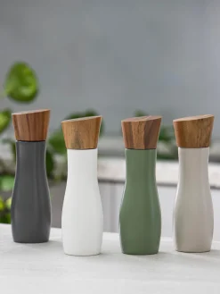 Molinillos De Especias|Molinillos De Especias></noscript>ladelle Molinillo de sal y pimienta con tapadera de madera de acacia Essentials, 2 uds. Gris claro, verde oliva, madera de acacia