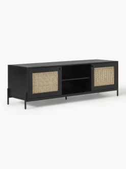 Muebles De Tv|Muebles De Tv>Westwing Collection Mueble de TV con tejido vienés Vienna Madera de mango, negro