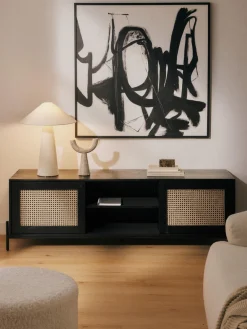 Muebles De Tv|Muebles De Tv>Westwing Collection Mueble de TV con tejido vienés Vienna Madera de mango, negro