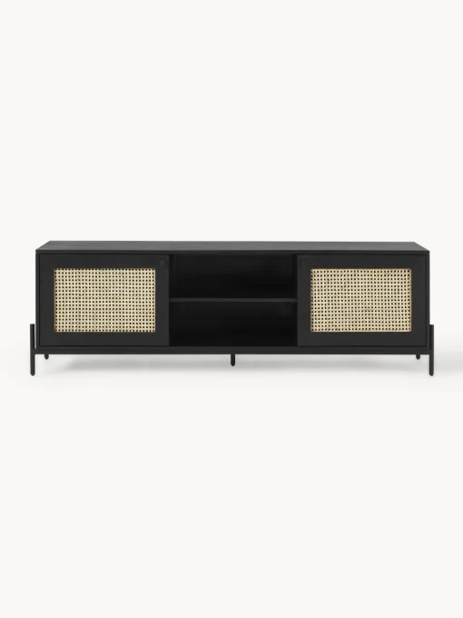 Muebles De Tv|Muebles De Tv>Westwing Collection Mueble de TV con tejido vienés Vienna Madera de mango, negro