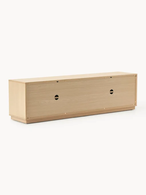 Muebles De Tv|Muebles De Tv>Westwing Collection Mueble TV de madera con frente tapizado Wisp Madera de roble clara, gris claro