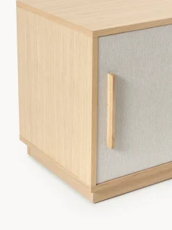 Muebles De Tv|Muebles De Tv></noscript>Westwing Collection Mueble TV de madera con frente tapizado Wisp Madera de roble clara, gris claro