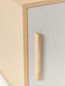 Muebles De Tv|Muebles De Tv></noscript>Westwing Collection Mueble TV de madera con frente tapizado Wisp Madera de roble clara, gris claro