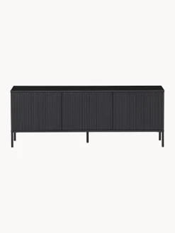 Best Mueble TV de madera de pino con frente acanalado Avourio, 3 puertas Muebles De Tv|Muebles De Tv