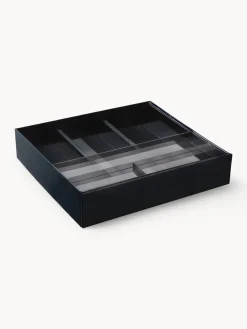 Almacenaje De Cocina>Yamazaki Organizador de cubiertos de cocina extensible Tower Negro mate transparente
