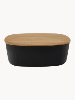 Cestas Para Pan|Almacenaje De Cocina></noscript>Rig-Tig Panera con tapadera de bambú Box-It Negro, madera de bambú