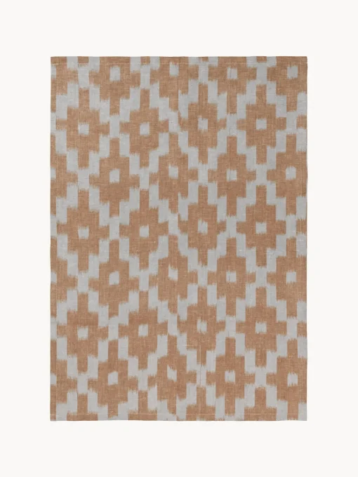 Textiles De Cocina Y Manteles|Textiles De Cocina>Ferm Living Paño de cocina artesanal de algodón Ikat Terracota, azul claro