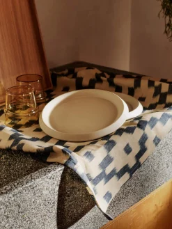 Textiles De Cocina Y Manteles|Textiles De Cocina>Ferm Living Paño de cocina de algodón artesanal Ikat Beige, gris azulado
