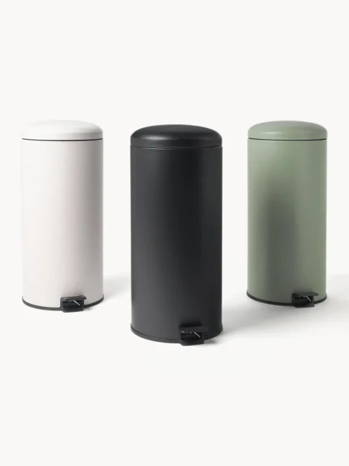 Cubos De Basura Y Reciclaje|Almacenaje De Cocina>Westwing Collection Papelera con pedal Rafa, 30 L Off White, negro