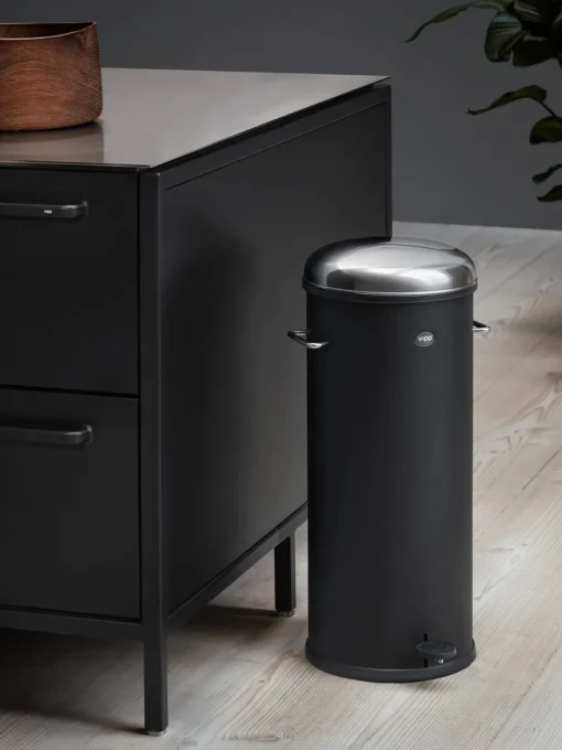 Cubos De Basura Y Reciclaje|Almacenaje De Cocina>Vipp Papelera con pedal 17 Negro, plateado