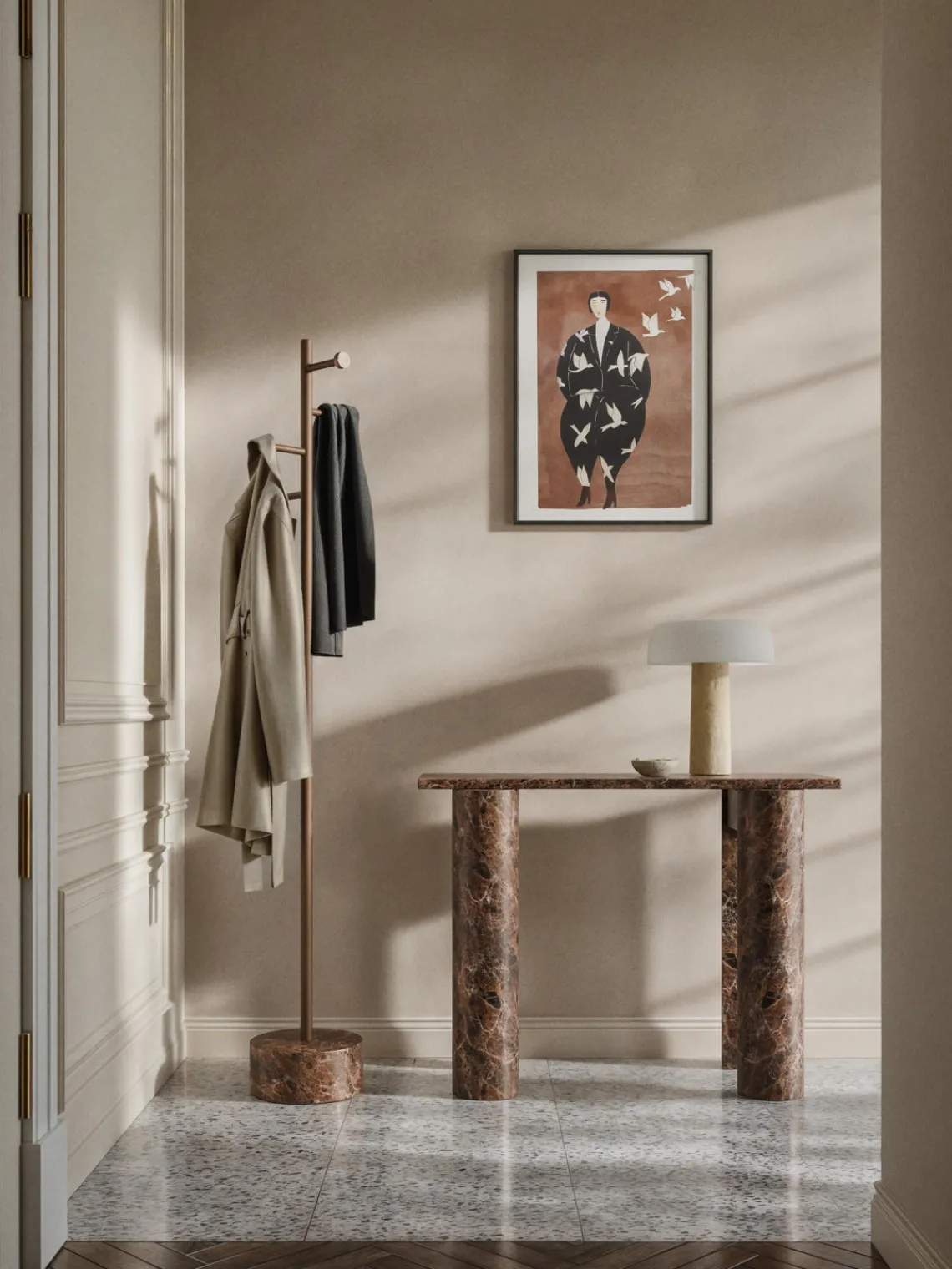 Percheros De Pie|Percheros De Pie>Westwing Collection Perchero con base de mármol Disa Marrón oscuro, mármol marrón oscuro