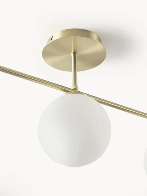 Plafones|Lámparas De Techo>Westwing Collection Plafón de vidrio opalino Atlanta Blanco, dorado