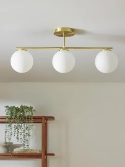Plafones|Lámparas De Techo></noscript>Westwing Collection Plafón de vidrio opalino Atlanta Blanco, dorado