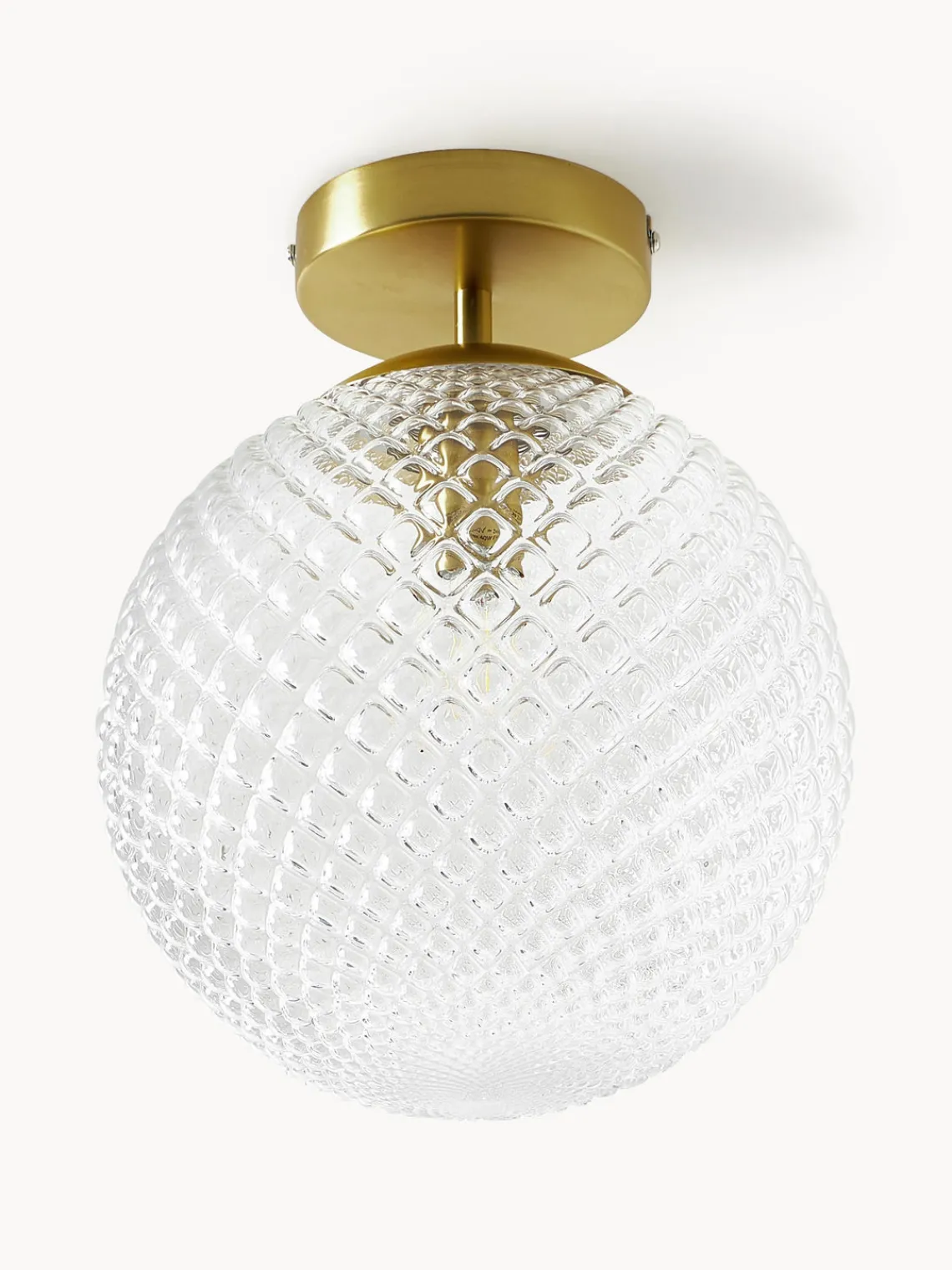 Plafones|Lámparas De Techo>Westwing Collection Plafón pequeño de vidrio Lorna Dorado, transparente