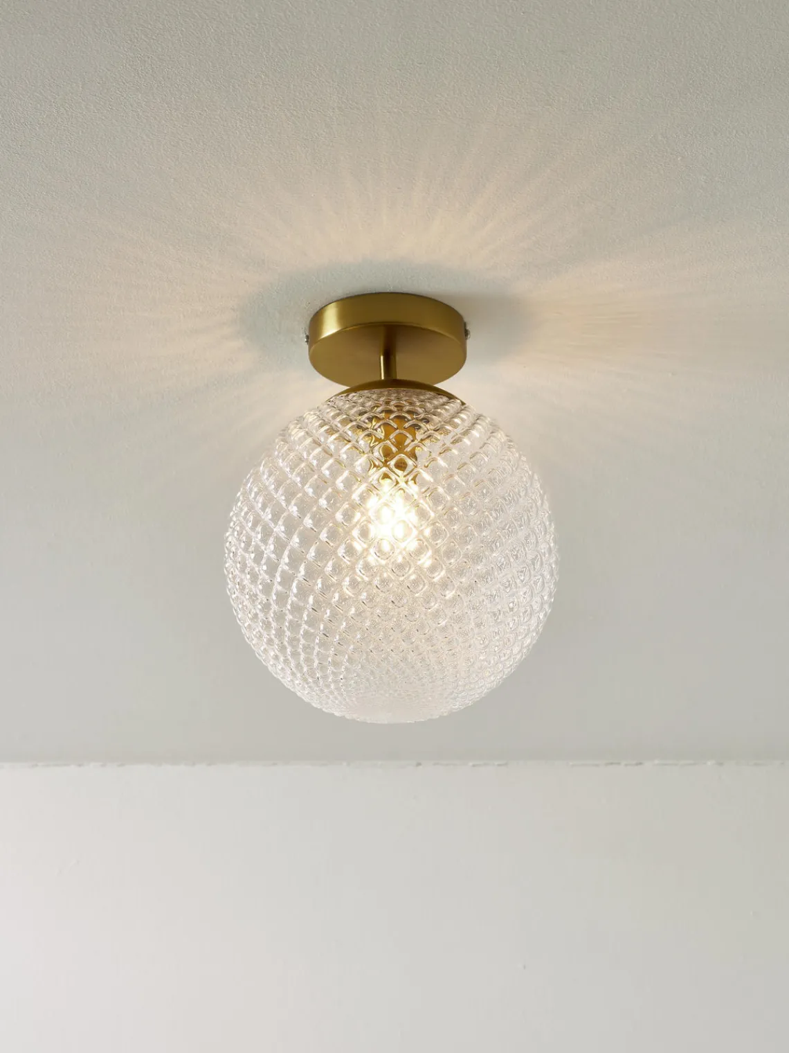 Plafones|Lámparas De Techo>Westwing Collection Plafón pequeño de vidrio Lorna Dorado, transparente