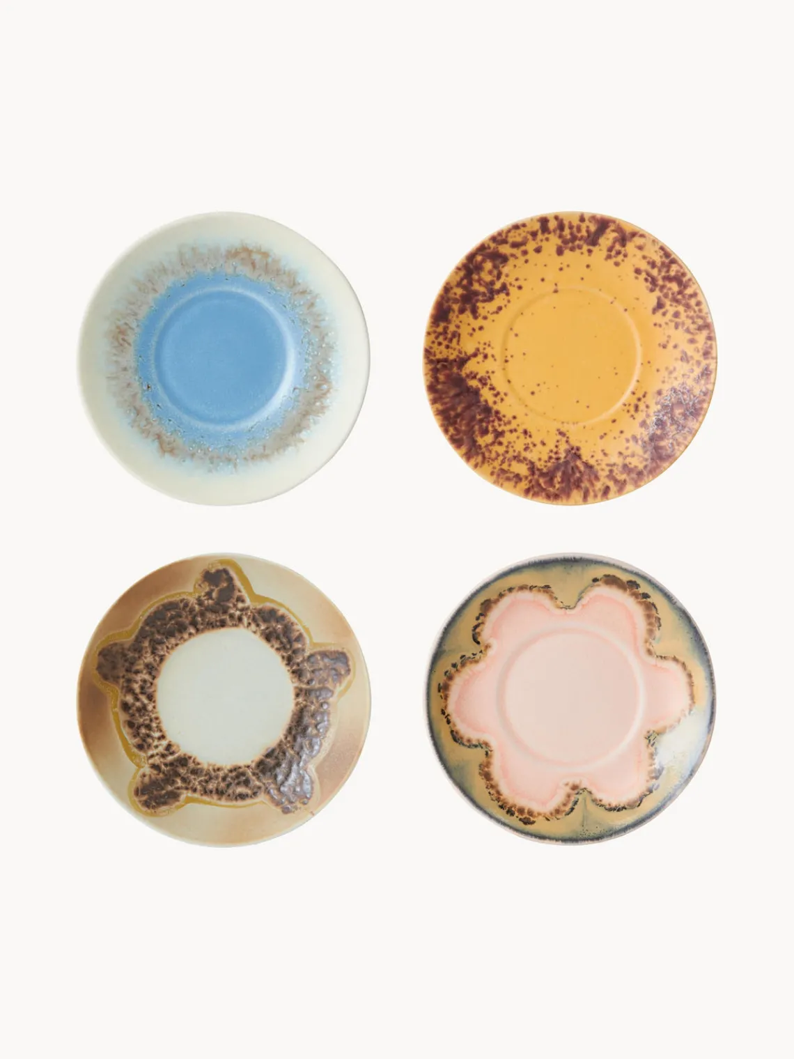 Hot Platitos artesanales de gres 70's, 4 uds. Tazas Y Mugs|Vajillas Completas