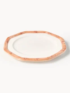 Platos Llanos|Vajillas Completas></noscript>Les Ottomans Plato llano pintado a mano Bamboo Blanco, melocotón