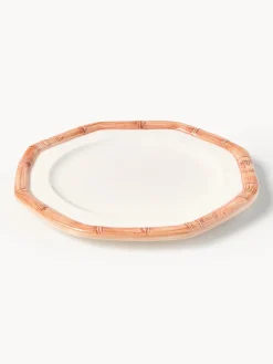 Platos Llanos|Vajillas Completas></noscript>Les Ottomans Plato llano pintado a mano Bamboo Blanco, melocotón