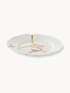 Platos De Postre|Vajillas Completas></noscript>SELETTI Plato postre de porcelana Kintsugi Blanco Off White brillante