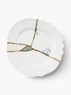 Platos De Postre|Vajillas Completas>SELETTI Plato postre de porcelana Kintsugi Blanco, dorado