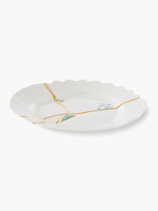 Platos De Postre|Vajillas Completas>SELETTI Plato postre de porcelana Kintsugi Blanco, dorado