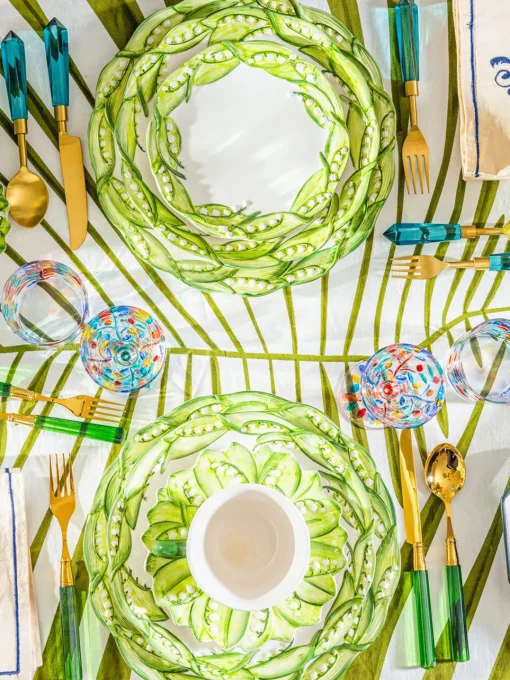 Vajillas Completas|Menaje De Mesa>Les Ottomans Plato postre pintado a mano Lily of the Valley
