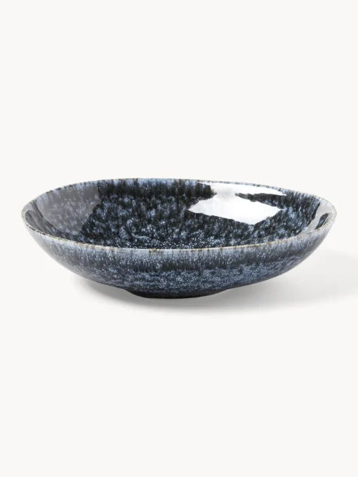 Platos Hondos|Vajillas Completas>Westwing Collection Platos hondos artesanales en forma orgánica Macey, 4 uds. Tonos grises azulados brillantes