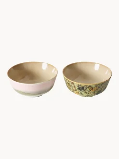 Platos Hondos|Vajillas Completas></noscript>HKLIVING Platos hondos artesanales con esmalte reactivo 70's, 2 uds. Rosa claro, ocre, tonos verdes, beige
