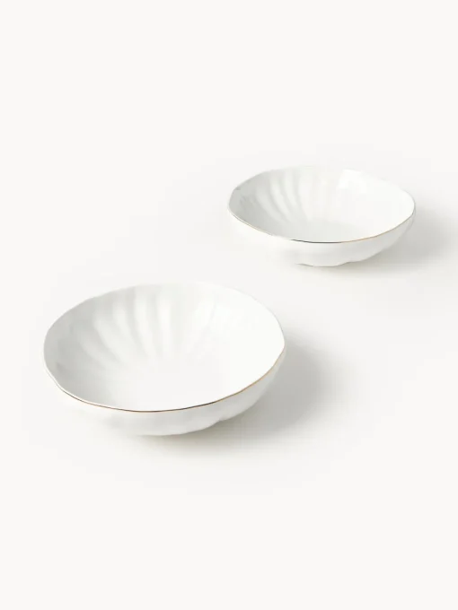 Sale Platos hondos de porcelana con relieves Sali, 2 uds. Platos Hondos|Menaje De Mesa