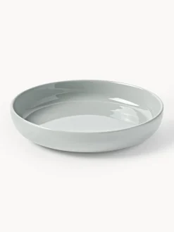 Platos Hondos|Vajillas Completas>Westwing Collection Platos hondos de porcelana Nessa, 4 uds. Gris claro brillante