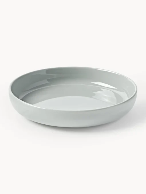 Platos Hondos|Vajillas Completas>Westwing Collection Platos hondos de porcelana Nessa, 4 uds. Gris claro brillante