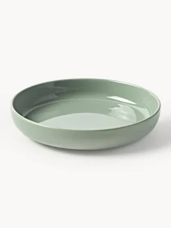Platos Hondos|Vajillas Completas>Westwing Collection Platos hondos de porcelana Nessa, 4 uds. Verde salvia brillante