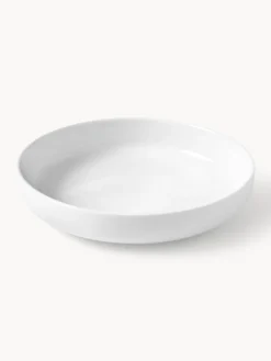Platos Hondos|Vajillas Completas>Westwing Collection Platos hondos de porcelana Nessa, 4 uds. Blanco Off White brillante