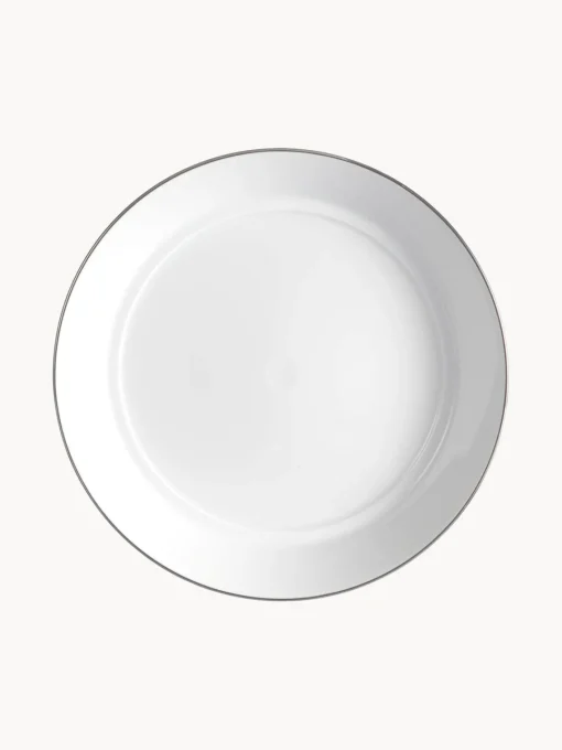 Platos Hondos|Vajillas Completas>Meissen Platos hondos de porcelana con borde platino pintado a mano Vitruv, 2 uds. Blanco con borde de platino