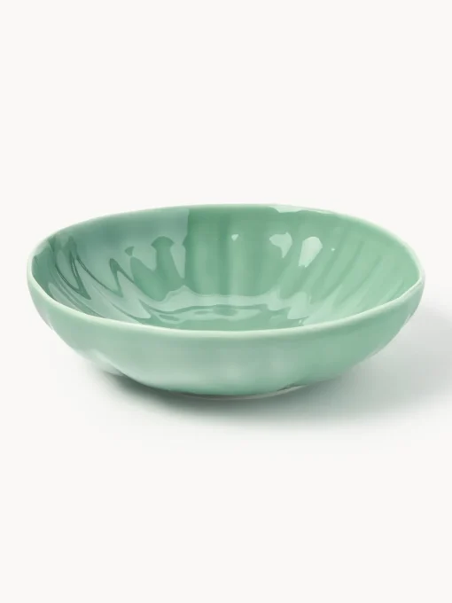 Platos Hondos|Vajillas Completas>Westwing Collection Platos hondos de porcelana con relieves Sali, 4 uds. Verde menta